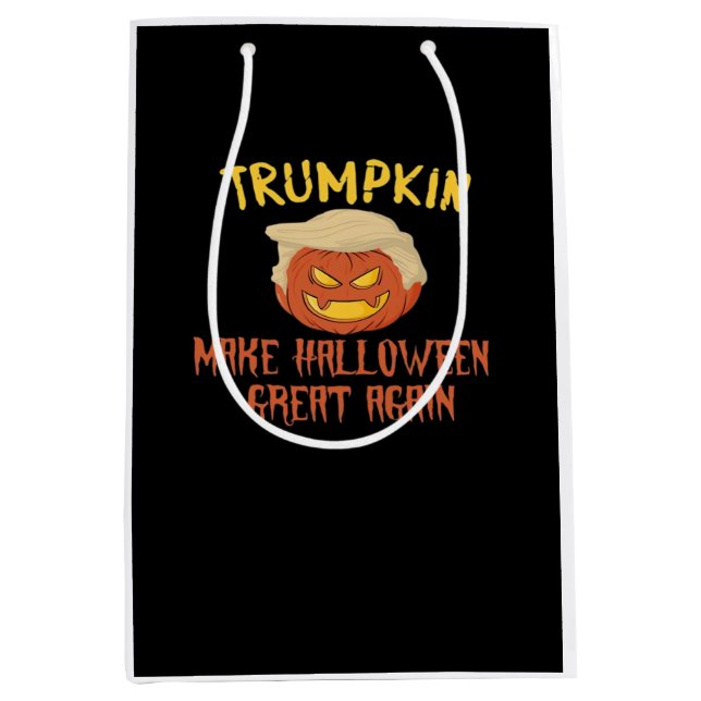 Sac Cadeau Moyen Trumpkin Rendre sa grandeur à Halloween - Drôle Co (Devant)