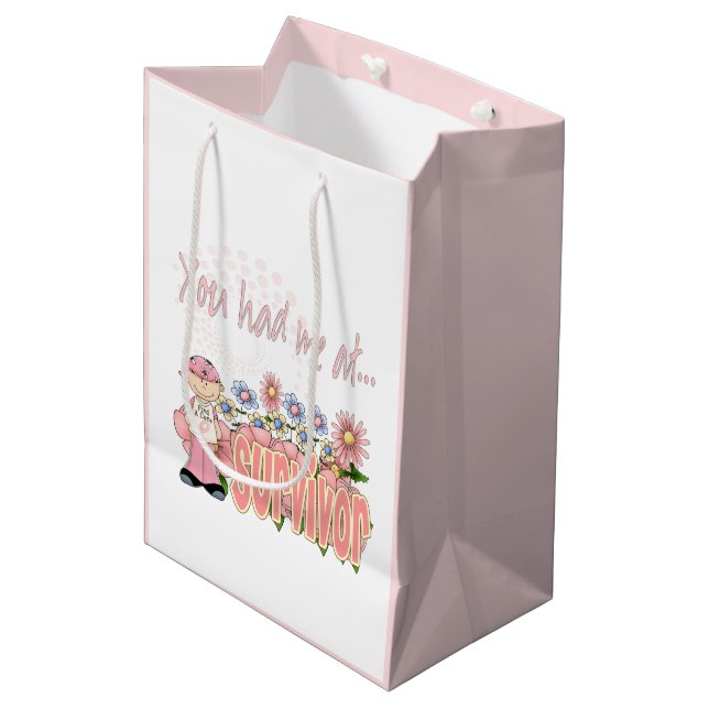 Sac Cadeau Moyen Tu M'As Eu Au Survivant Du Cancer (Devant Angle)