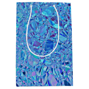 Sac Cadeau Moyen Turquoise et bleu cristal Abstrait
