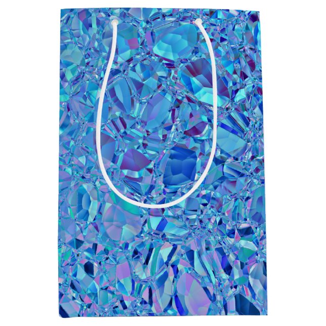 Sac Cadeau Moyen Turquoise et bleu cristal Abstrait (Devant)