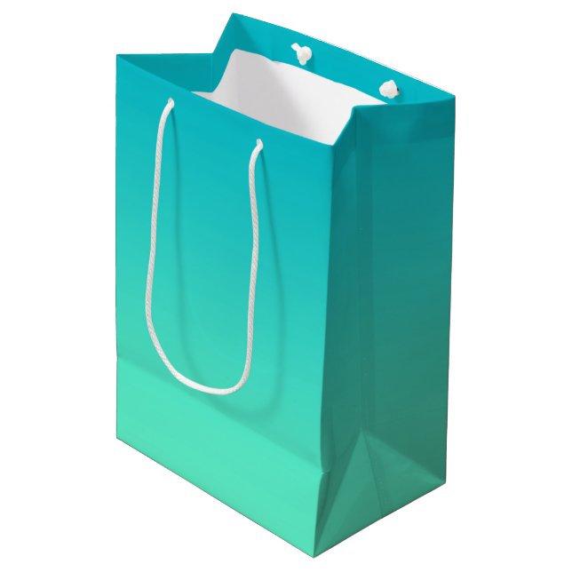 Sac Cadeau Moyen Turquoise Ombre (Devant Angle)