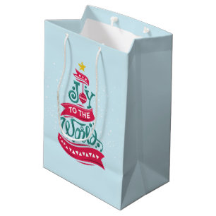Sac Cadeau Moyen Typographie de citation de Noël Joie au monde