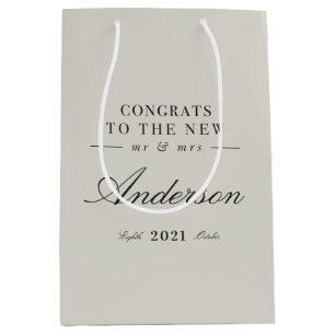 Sac Cadeau Moyen Typographie moderne et classe M. et Mme mariage