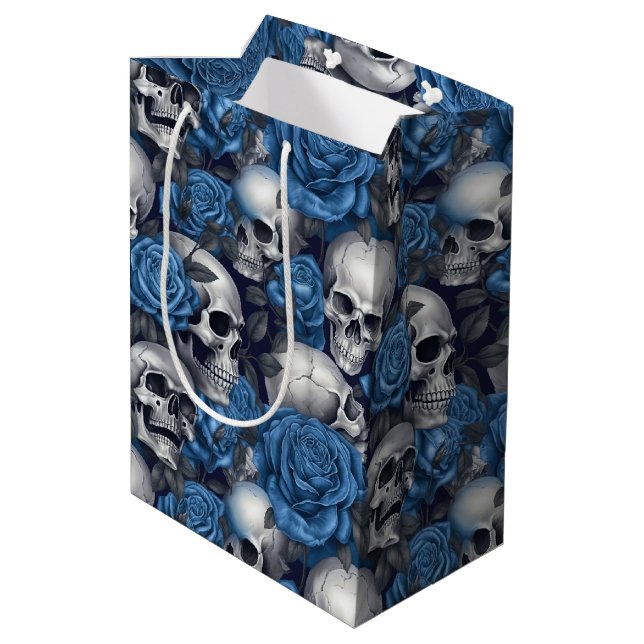 Sac Cadeau Moyen Un crâne et une série Rose 12 (Dos Angle)