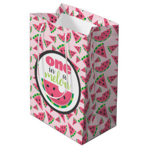 Sac Cadeau Moyen Un dans Melon Watermelon Slices & Blush Pink Medi