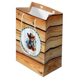 Sac Cadeau Moyen Un garçon   Le Baby shower du garçon Cowboy Teddy 