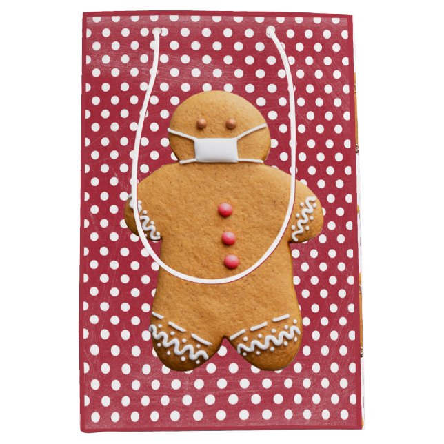Sac Cadeau Moyen Un homme en pain d'épices avec un masque | Cookie (Devant)