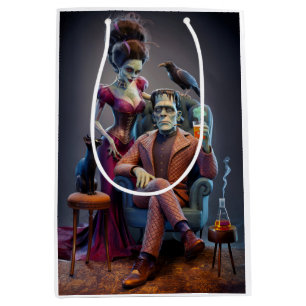 Sac Cadeau Moyen Un monstre et sa mariée, un portrait Mariage