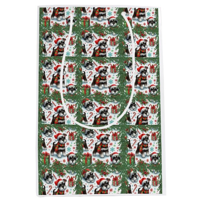 Sac Cadeau Moyen Un Noël très schnauzer (Devant)