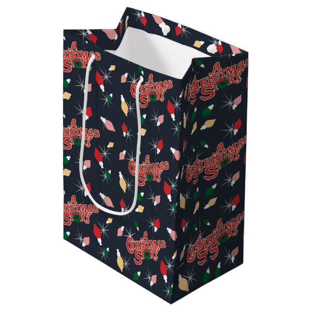 Sac Cadeau Moyen Une histoire de Noël | Motif des lumières de Noël (Devant Angle)