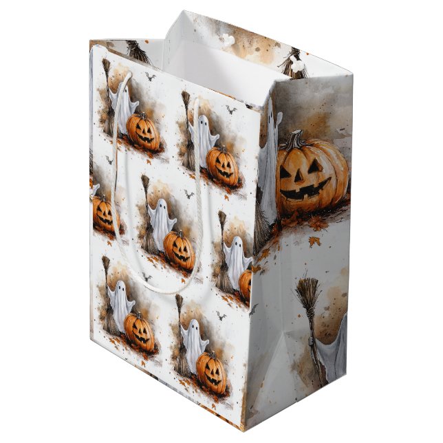 Sac Cadeau Moyen Une sorcière d'Halloween amusante (Dos Angle)