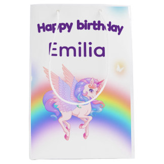 Sac Cadeau Moyen Unicorn Rainbow Birthday Gift Bag