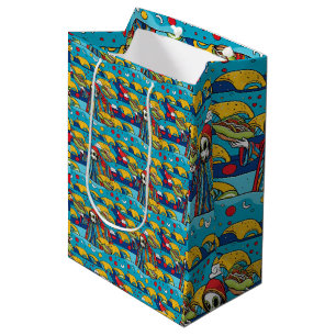 Sac Cadeau Moyen Unique Alien coloré mangeant Tacos Wrapping Papier