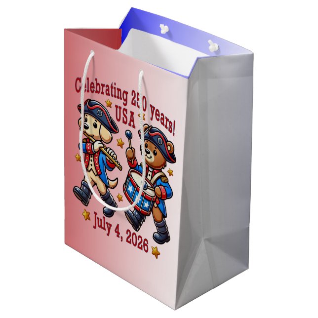 Sac Cadeau Moyen USA 250th Anniversary Souvenir - Patriotique (Dos Angle)