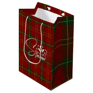 Sac Cadeau Moyen Vacances Rouge Tartan Noël Plaid
