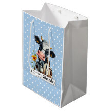 Vache laitière Joyeux Anniversaire bleu