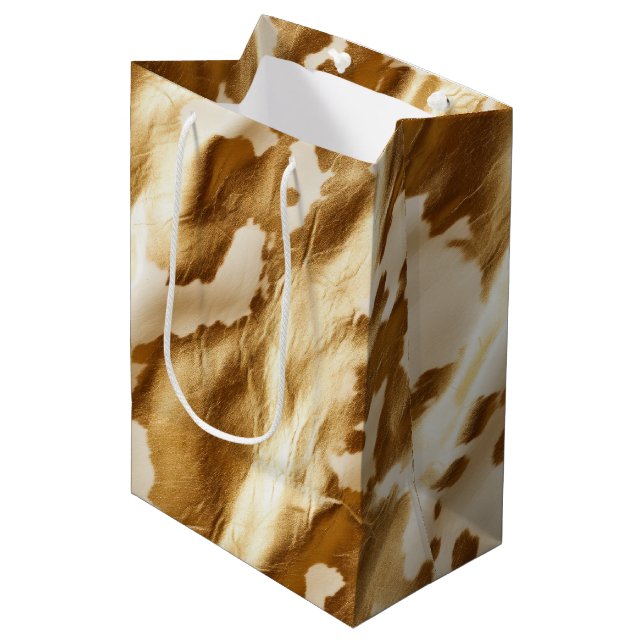 Sac Cadeau Moyen Vachette à crème dorée occidentale (Devant Angle)