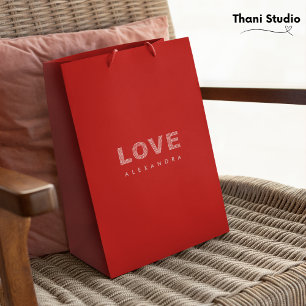 Sac Cadeau Moyen Valentine Moderne Rouge Simple Élégante Typographi