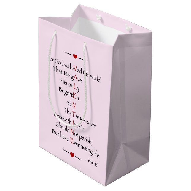 Sac Cadeau Moyen VALENTINE - Pour Dieu si aimé le monde (Dos Angle)