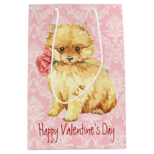 Sac Cadeau Moyen Valentine Rose Pomeranian
