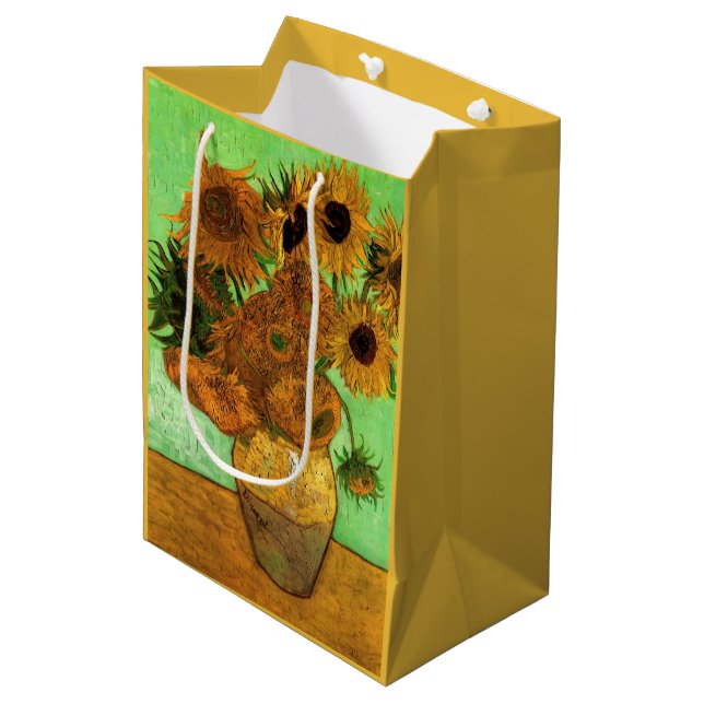 Sac Cadeau Moyen Vase avec douze tournesols par Vincent van Gogh (Devant Angle)