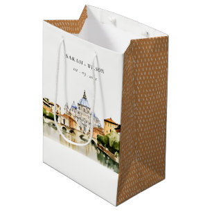 Sac Cadeau Moyen Vatican Rome Italie Aquarelle Paysage Mariage