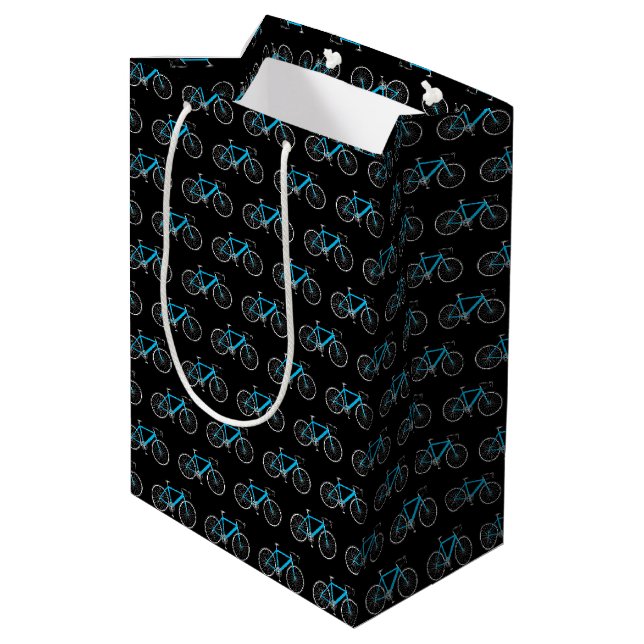 Sac Cadeau Moyen Vélo bleu Aqua sur noir (Dos Angle)