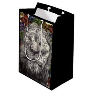 Sac Cadeau Moyen Vent sous mes ailes Lion Papillon Art de la faune