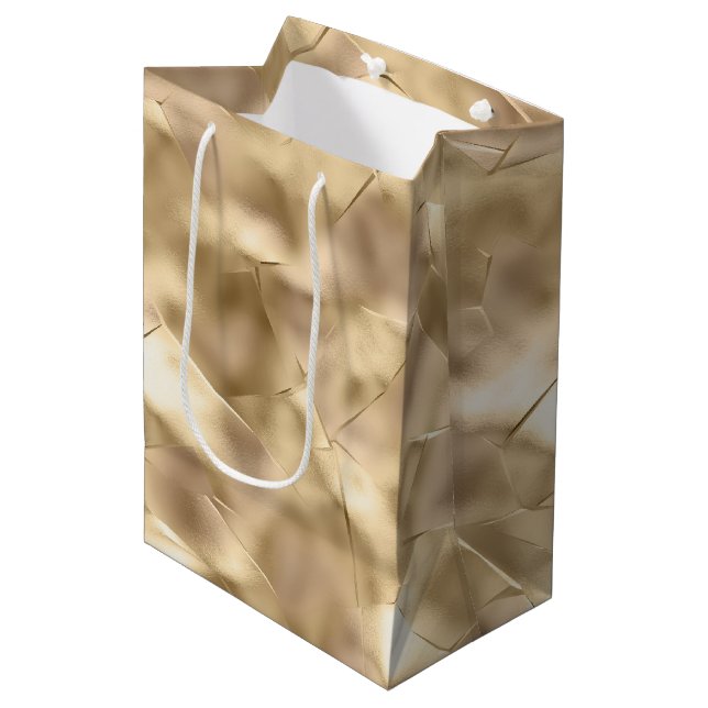Sac Cadeau Moyen Verre d'or au champagne assez élégant (Devant Angle)