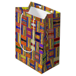 Sac Cadeau Moyen Verre Kente multicolore