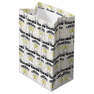Sac Cadeau Moyen Verres à champagne pour le Nouvel An