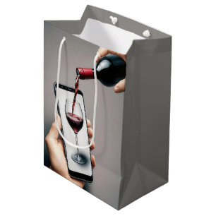 Sac Cadeau Moyen Versement de vin d'anniversaire dans un smartphone