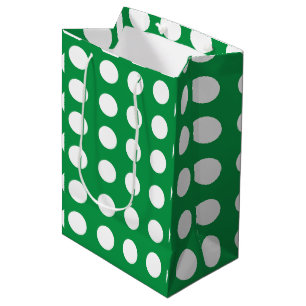 Sac Cadeau Moyen Vert Blanc pois Cute Girly