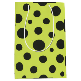 Sac Cadeau Moyen Vert néon avec Pois noir Aquarelle