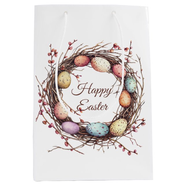 Sac Cadeau Moyen Vibrant Nid d'Oeufs du printemps Brunch de Pâques (Devant)