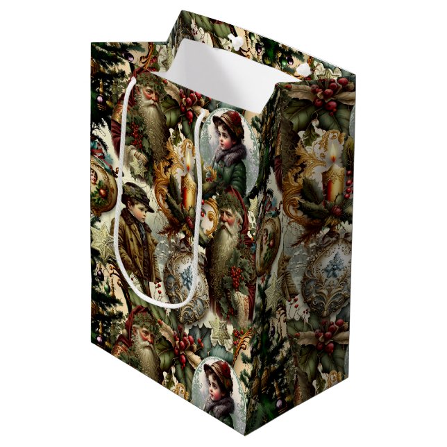 Sac Cadeau Moyen Victorian Christmas Elegance  (Devant Angle)
