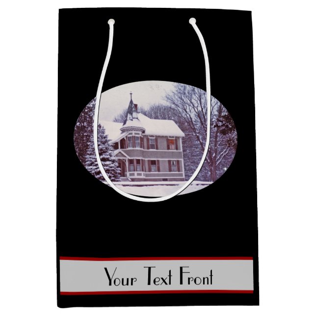 Sac Cadeau Moyen Vieille Chambre victorienne à Noël (Devant)