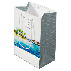 Sac Cadeau Moyen Villa Tropical Overwater Seascape Beach Mariage