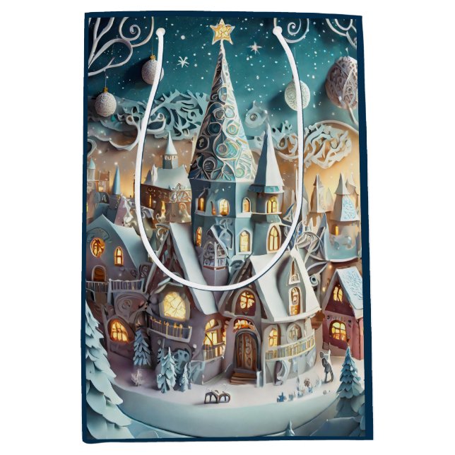 Sac Cadeau Moyen Village de Noël (Devant)