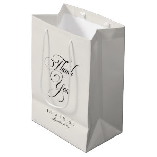 Sac Cadeau Moyen Vin de Bienvenue Mariage Élégant Noir Classique Iv