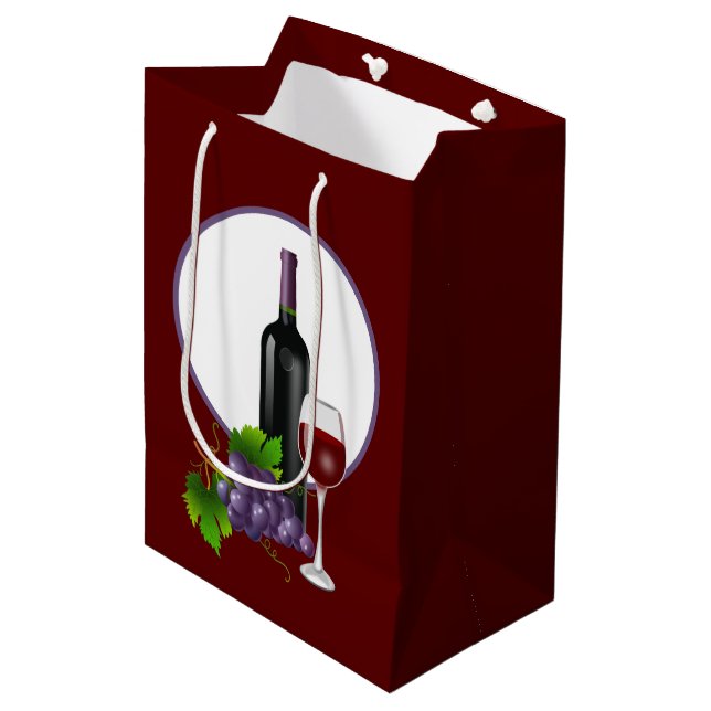 Sac Cadeau Moyen vin vin vin vin vin vin verre raisins (Devant Angle)