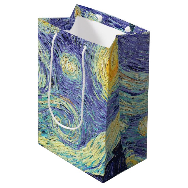 Sac Cadeau Moyen Vincent Van Gogh La Nuit étoilée (Devant Angle)