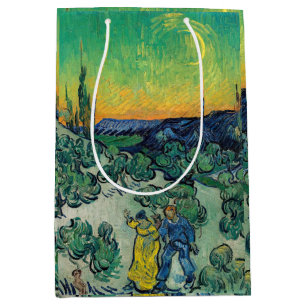 Sac Cadeau Moyen Vincent van Gogh - Paysage Lune avec couple
