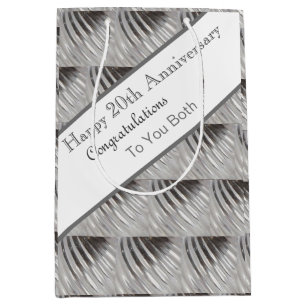 Sac Cadeau Moyen Vingtième anniversaire Mariage Platine
