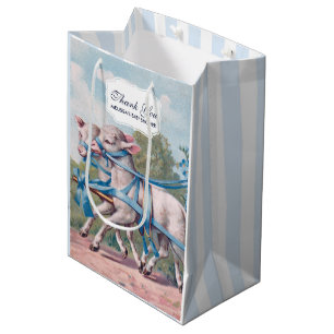 Sac Cadeau Moyen Vintage fille en transport avec Baby shower d'agne