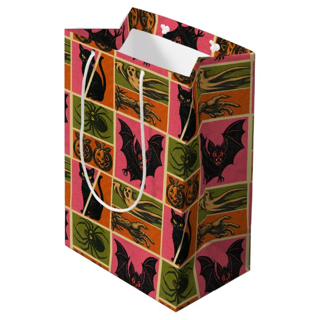Sac Cadeau Moyen Vintage Motif Halloween (Dos Angle)