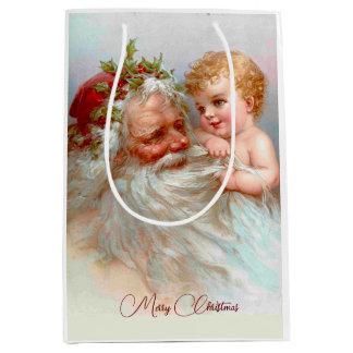 Sac Cadeau Moyen Vintage Noël Père Noël