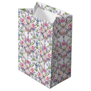 Sac Cadeau Moyen Vintage Pastel Botanique Motif - Retro Floral