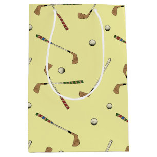 Sac Cadeau Moyen Vintage Retro Golf Club Golf Ball Motif Jaune
