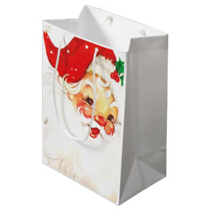 Sac Cadeau Moyen Vintage Retro Jolly Vieux Noël du Père Noël